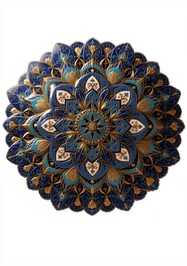 Cosmic Bliss Mandala Porcelain Pool Mosaic 30" x 30" Custom Mosaics-0