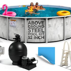 Above Ground Pool Hollowell Steel Wall with Liner, Filter & Pump-0