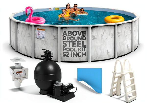 Above Ground Pool Hollowell Steel Wall with Liner, Filter & Pump-0