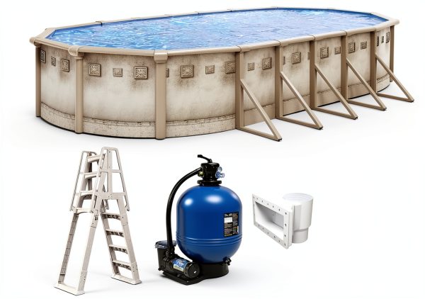 Brazil 18x33x52 Oval Above Ground Swimming Pool Premium Package-0