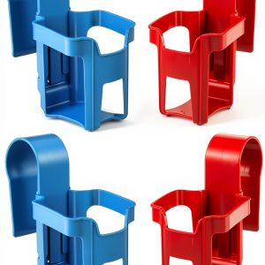 Above Ground Pool Cup Holder - 4 Pack Pool Drink Holder Compatible with Above Ground Pools with 2 Inches or Thinner Round Top Bars Strong and Durable, Blue and Red-0