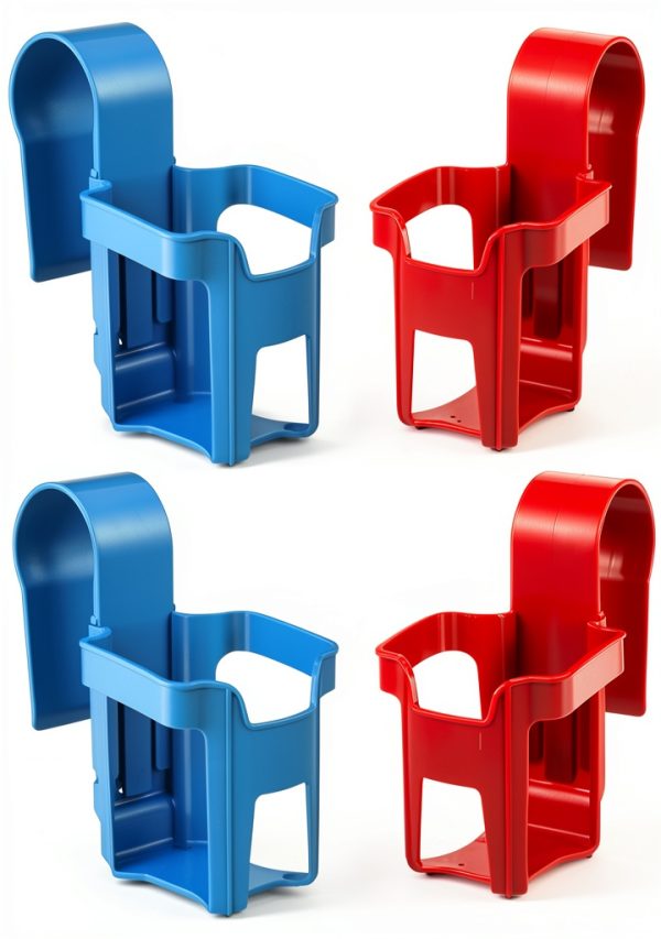 Above Ground Pool Cup Holder - 4 Pack Pool Drink Holder Compatible with Above Ground Pools with 2 Inches or Thinner Round Top Bars Strong and Durable, Blue and Red-0