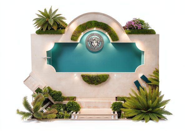 Glass Goddess Medallion 60x60 Pool Mosaic – Artistry in Mosaics Blue-0