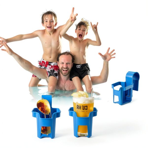 Above Ground Pool Cup Holder - 4 Pack Pool Drink Holder Compatible with Above Ground Pools with 2 Inches or Thinner Round Top Bars Strong and Durable, Blue and Red-7
