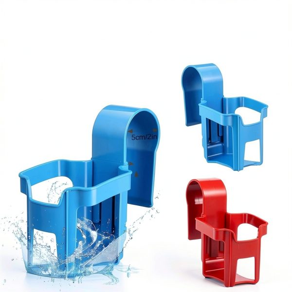 Above Ground Pool Cup Holder - 4 Pack Pool Drink Holder Compatible with Above Ground Pools with 2 Inches or Thinner Round Top Bars Strong and Durable, Blue and Red-2