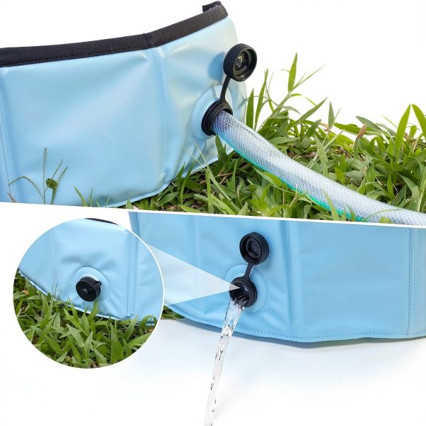 Dog Pool Clothclose Foldable Xlarge Blue PVC Bath for Dogs Cats Kids-3