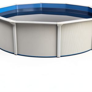 Lake Effect Pools 'Sanctuary' 24' Foot Round Above-Ground Swimming Pool | 52" Inch Height | Bundle with Solid Blue Overlap Liner & Widemouth Skimmer-0