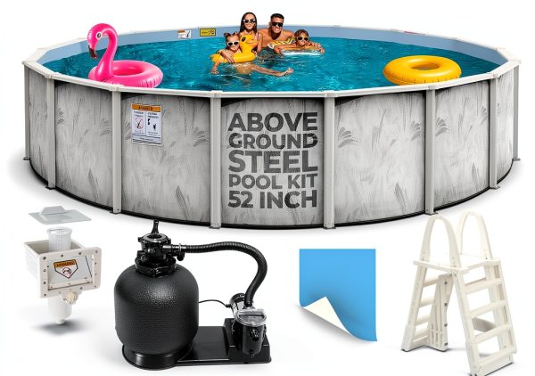 Above Ground Pool Hollowell 21 ft Steel Wall Pool with Sand Filter-0