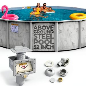 Hollowell Industries - Manufacturers of Doughboy Pools, 27 Ft x 52 Inch Deep Above Ground Pool with Skimmer - Hard Sided Steel Wall Pool, Brush Stroke Pattern - Made in USA-0