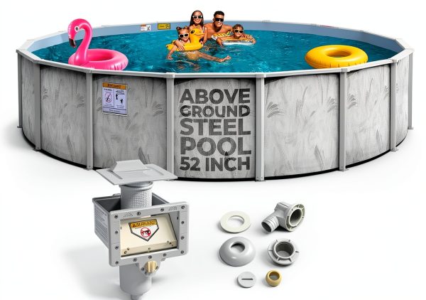 Hollowell Industries - Manufacturers of Doughboy Pools, 27 Ft x 52 Inch Deep Above Ground Pool with Skimmer - Hard Sided Steel Wall Pool, Brush Stroke Pattern - Made in USA-0