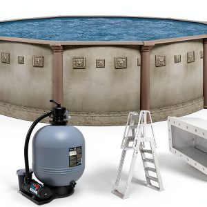 Brazil 18' x 52" Round Above Ground Swimming Pool Premium Package-0
