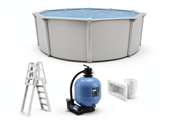 Colombia 30ft x 54in Round Above Ground Swimming Pool Platinum Package-0