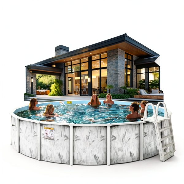 Hollowell Industries - Manufacturers of Doughboy Pools, 27 Ft x 52 Inch Deep Above Ground Pool with Skimmer - Hard Sided Steel Wall Pool, Brush Stroke Pattern - Made in USA-6