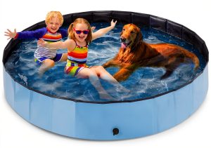 Dog Pool Clothclose Foldable Xlarge Blue PVC Bath for Dogs Cats Kids-0
