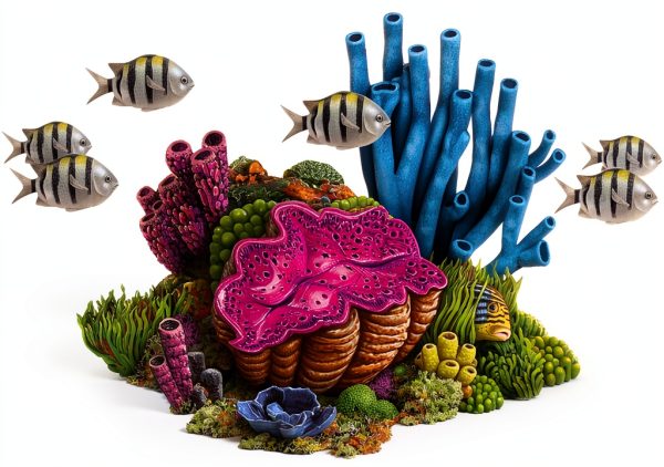 Coral Reef Porcelain Swimming Pool Mosaic by Custom Mosaics 27" x 22"-0