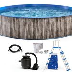 Blue Wave Capri Steel Above Ground Pool 15ft Round Gray-0