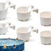 6pcs Poolside Cup Holders for Above Ground Pools,Pool Cup Holders for Drinks,Plastic Drinks Cup Holder for 2 Inch or Less Poolside Round Top Bar (6, White)-0