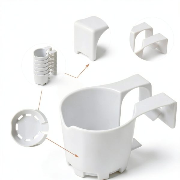 6pcs Poolside Cup Holders for Above Ground Pools,Pool Cup Holders for Drinks,Plastic Drinks Cup Holder for 2 Inch or Less Poolside Round Top Bar (6, White)-2