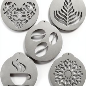 Coffee Decorating Stencils 5Pcs Stainless Steel for Latte Art,-0