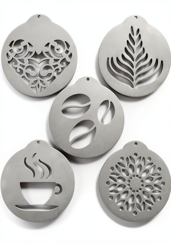 Coffee Decorating Stencils 5Pcs Stainless Steel for Latte Art,-0