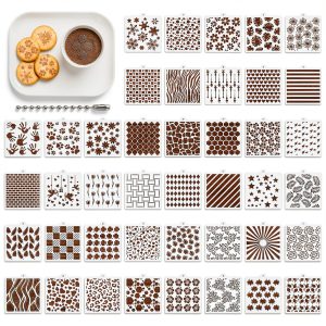 42PCS Cookie Stencils Reusable Royal Icing Plastic Baking Stencil for-0