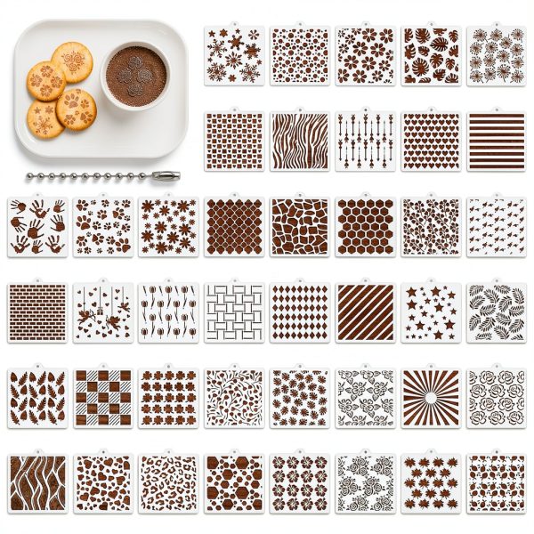 42PCS Cookie Stencils Reusable Royal Icing Plastic Baking Stencil for-0