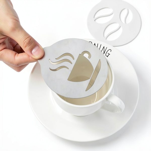 Coffee Decorating Stencils 5Pcs Stainless Steel for Latte Art,-7