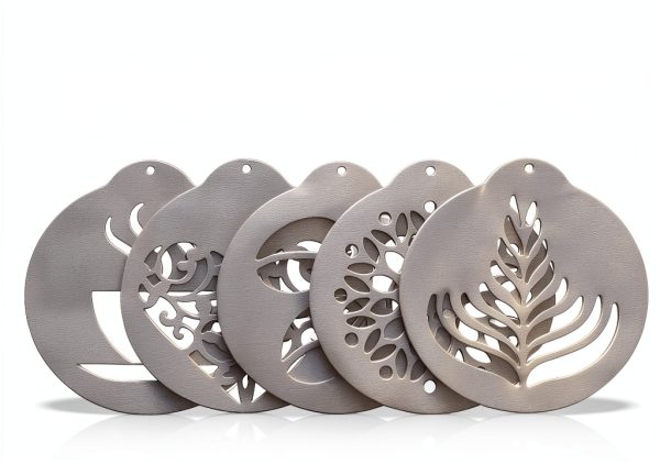 Coffee Decorating Stencils 5Pcs Stainless Steel for Latte Art,-3