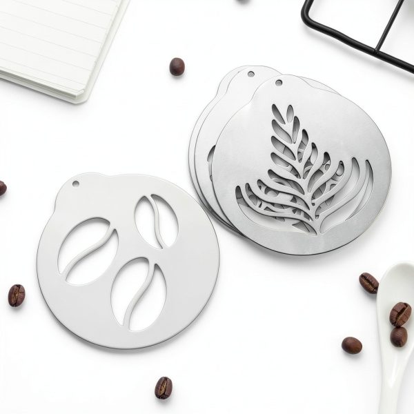 Coffee Decorating Stencils 5Pcs Stainless Steel for Latte Art,-6